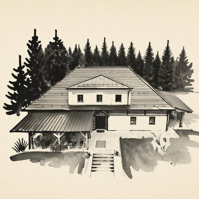 Ilustrační kresba: Penzion U Vlka