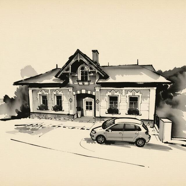 Ilustrační kresba: Ubytování U Duhy