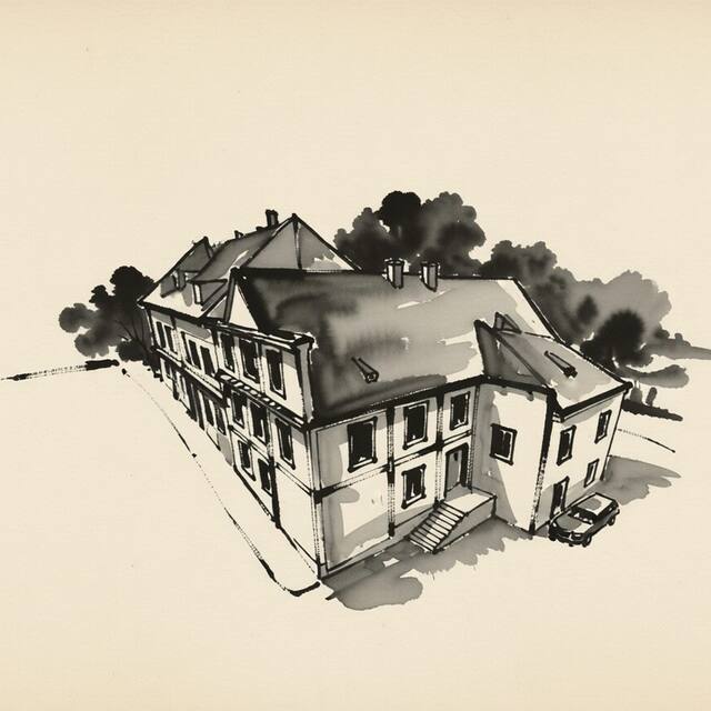 Ilustrační kresba: Hotel Garni Villa Areka