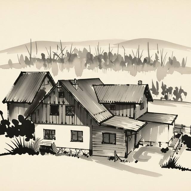 Ilustrační kresba: Chata Oldřiška