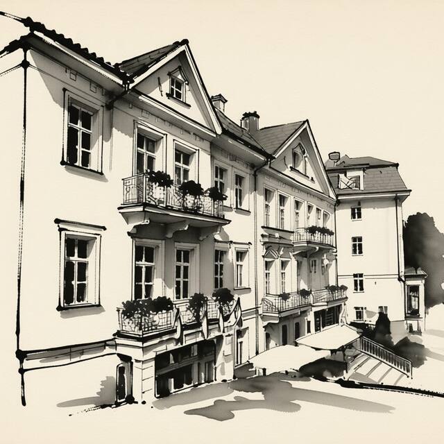 Ilustrační kresba: Hotel Venus