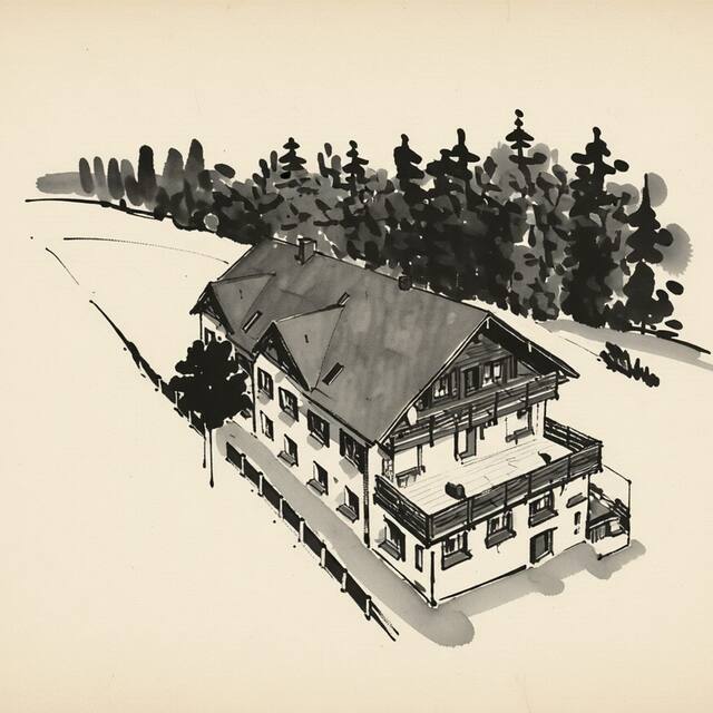 Ilustrační kresba: Penzion Slezský dům
