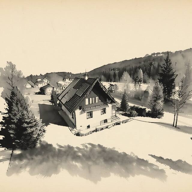 Ilustrační kresba: Penzion Mühl