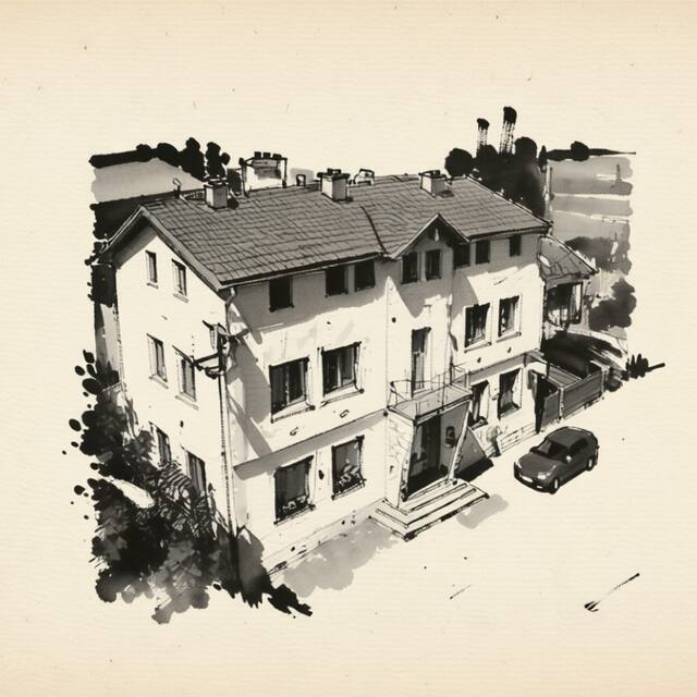 Ilustrační kresba: Hotel a kemp Na Špici