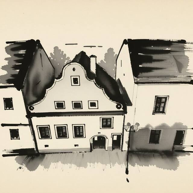 Ilustrační kresba: Ubytování Marie Moravcová