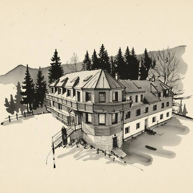 Ilustrační kresba: Penzion Praděd