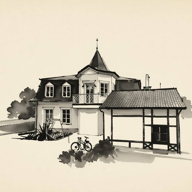 Ilustrační kresba: Lázně Evženie