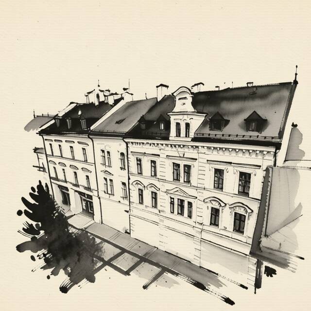 Ilustrační kresba: Hotel Royal