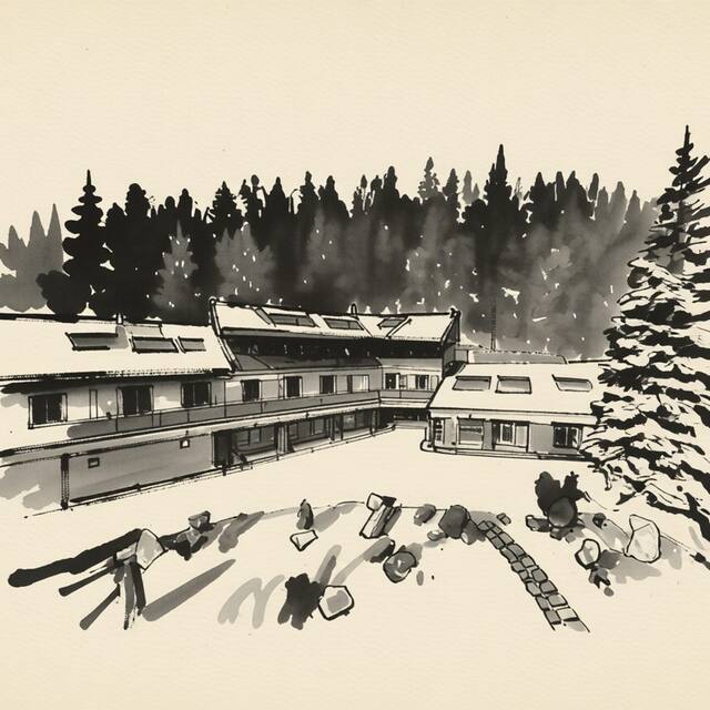 Ilustrační kresba: Horský hotel Lorkova vila