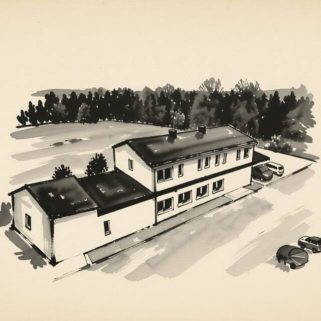 Ilustrační kresba: Penzion Racek