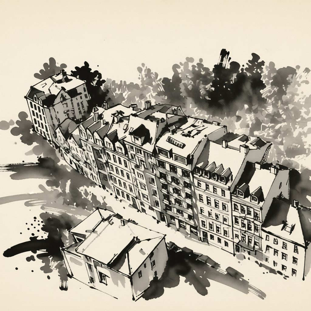Ilustrační kresba: Lázeňský dům Morava