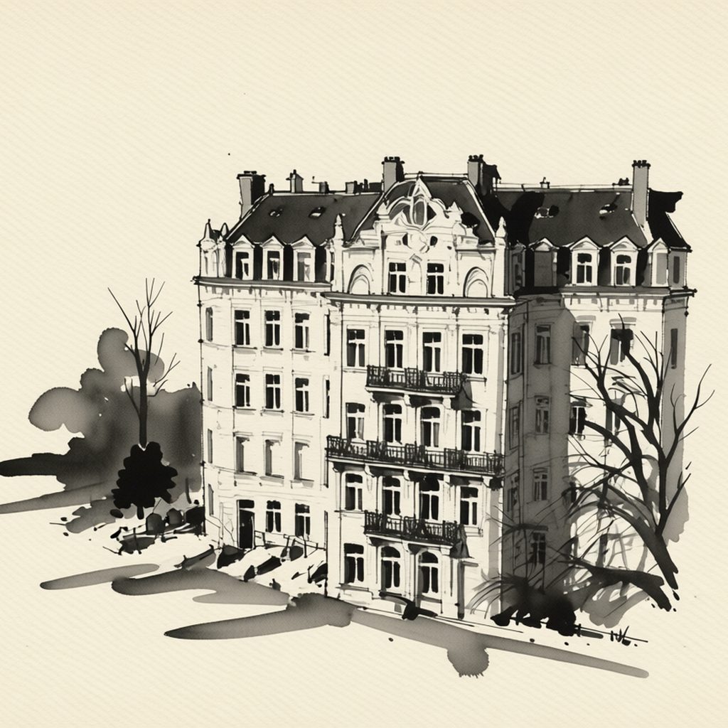 Ilustrační kresba: Hotel Pavlov