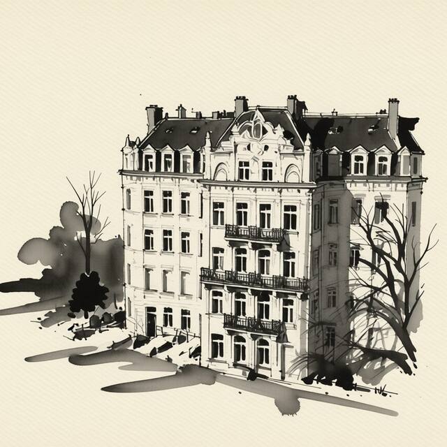 Ilustrační kresba: Hotel Pavlov