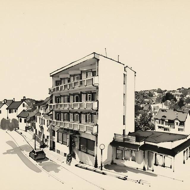 Ilustrační kresba: Hotel Krystal