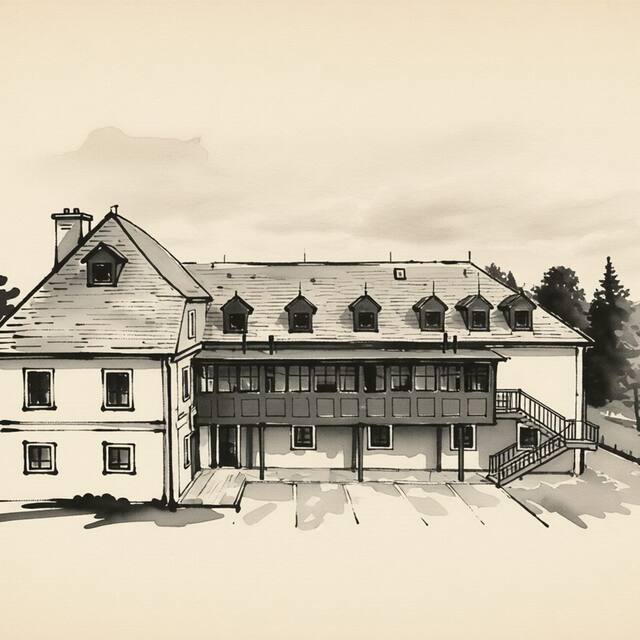 Ilustrační kresba: Apartmány Myslivna