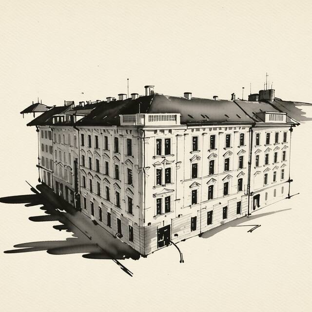 Ilustrační kresba: Hotel Carol