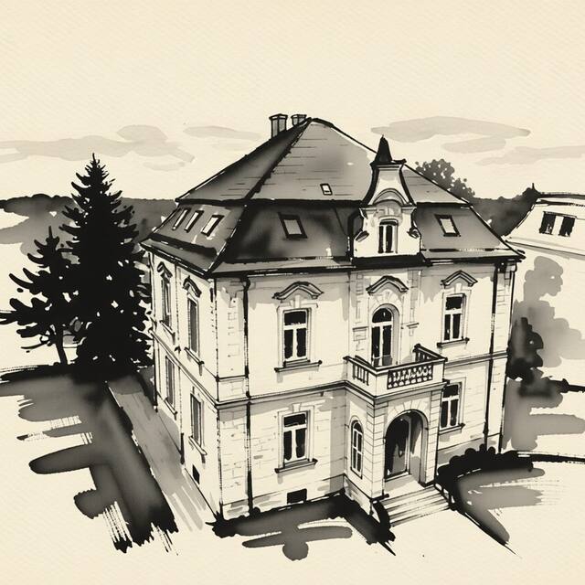 Ilustrační kresba: Residence Dykova - former Pension Jana, Domov Mládeže