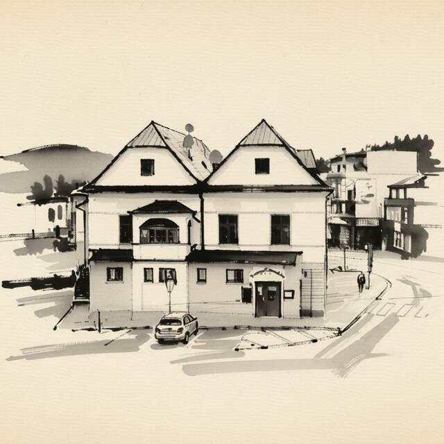 Ilustrační kresba: Hotel Praděd