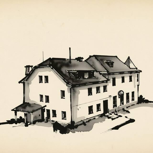 Ilustrační kresba: Penzion a restaurace Rybárna