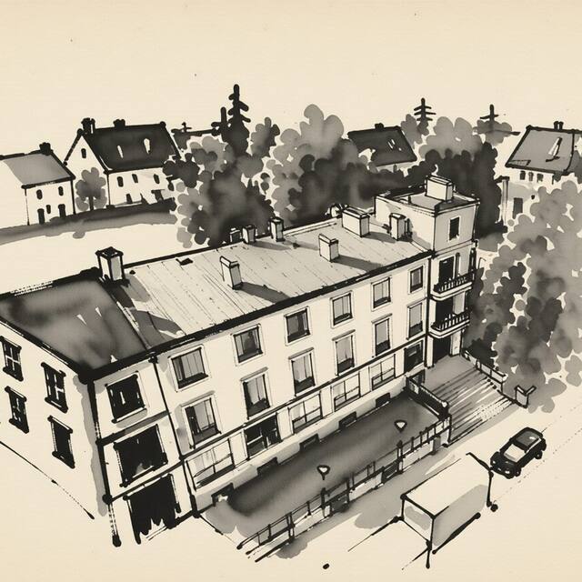 Ilustrační kresba: Hotel Belvedere Příbram