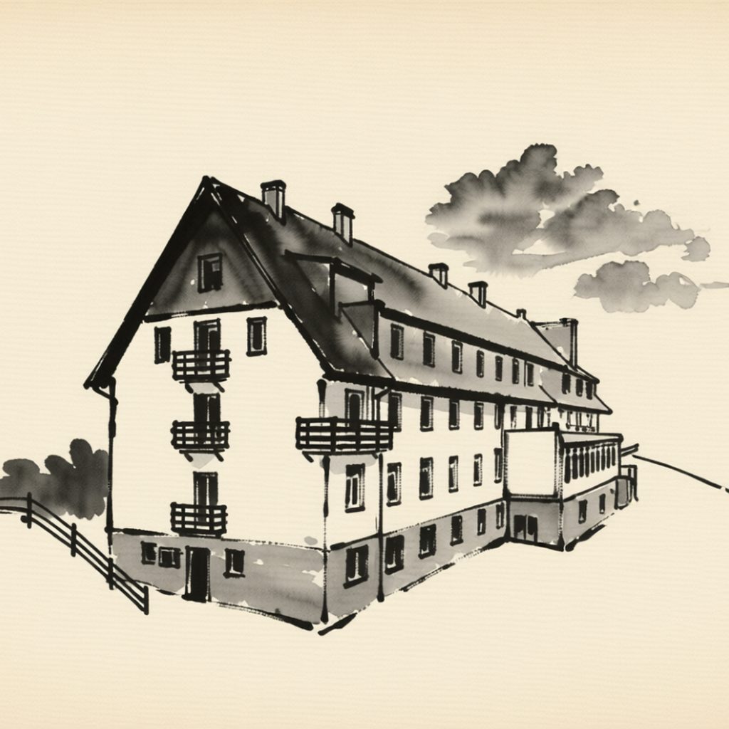 Ilustrační kresba: Hotel Engadin