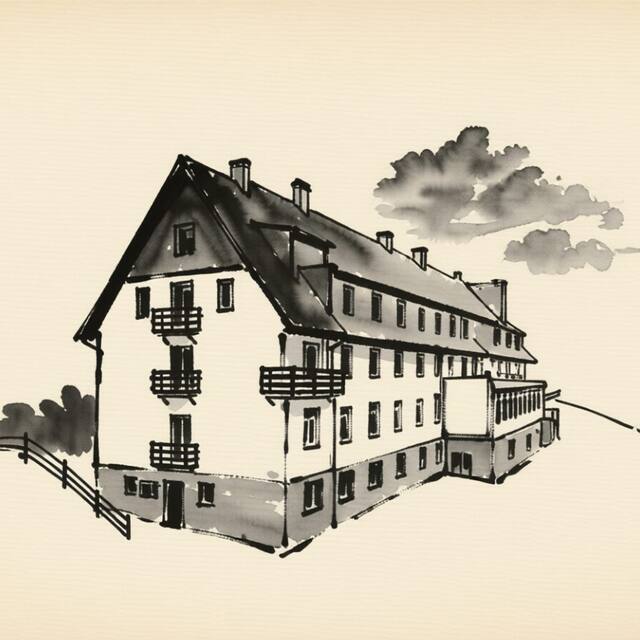 Ilustrační kresba: Hotel Engadin