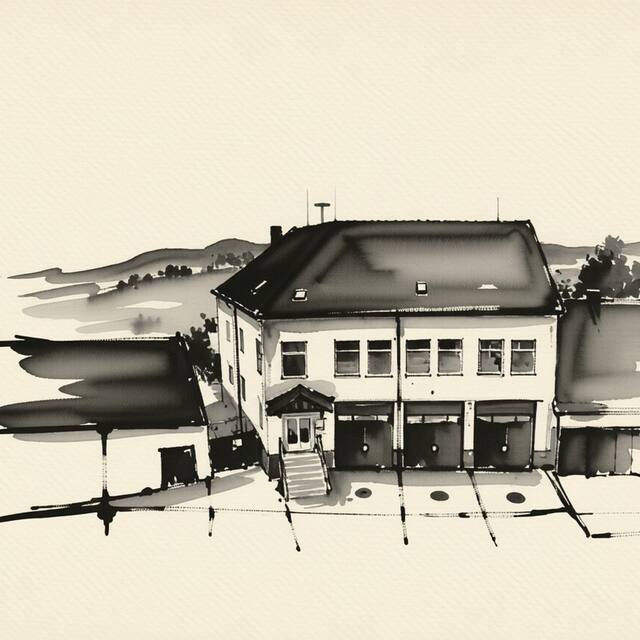 Ilustrační kresba: Hotel Hasičský dům