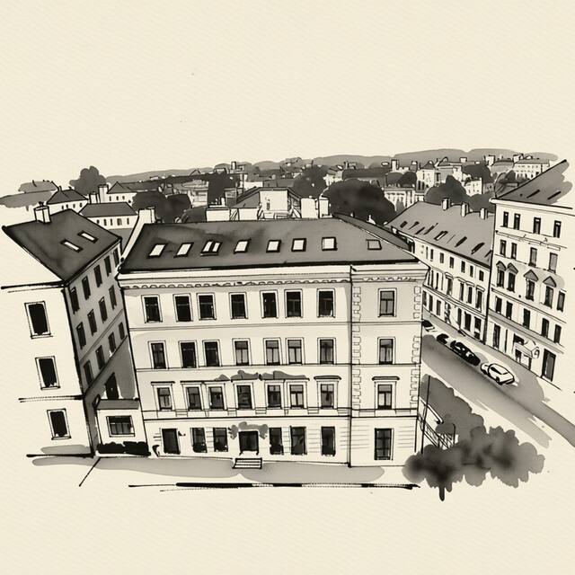 Ilustrační kresba: Hotel Carlton