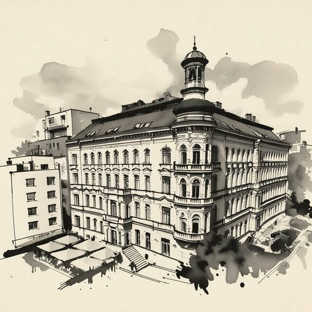 Ilustrační kresba: Le Palais Art Hotel Praha