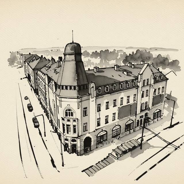 Ilustrační kresba: Hotel Grand