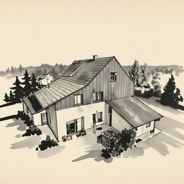 Ilustrační kresba: Horský dům Kilian