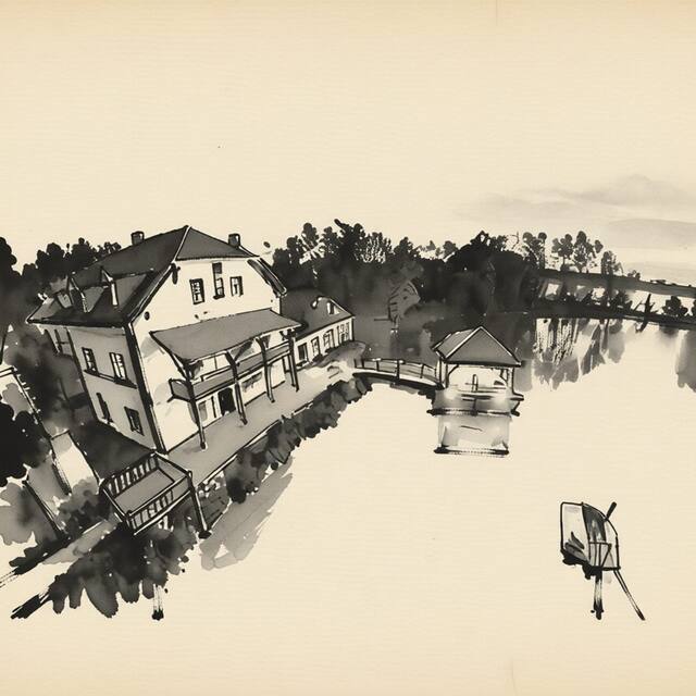 Ilustrační kresba: Borovanský mlýn