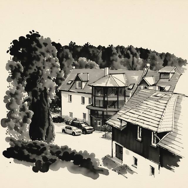 Ilustrační kresba: Hotel Rustikal