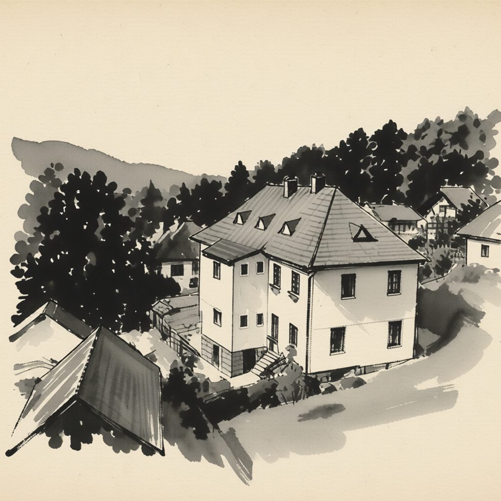 Ilustrační kresba: Apartmány Ilona