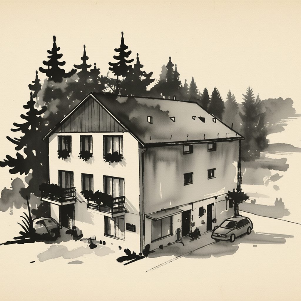 Ilustrační kresba: Penzion Feller