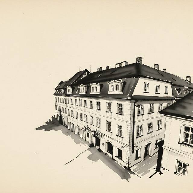 Ilustrační kresba: Hotel Roma