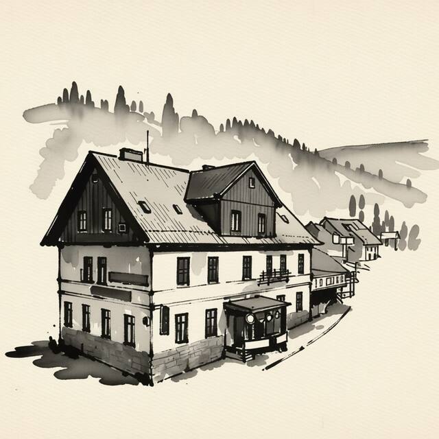 Ilustrační kresba: Penzion Fortuna