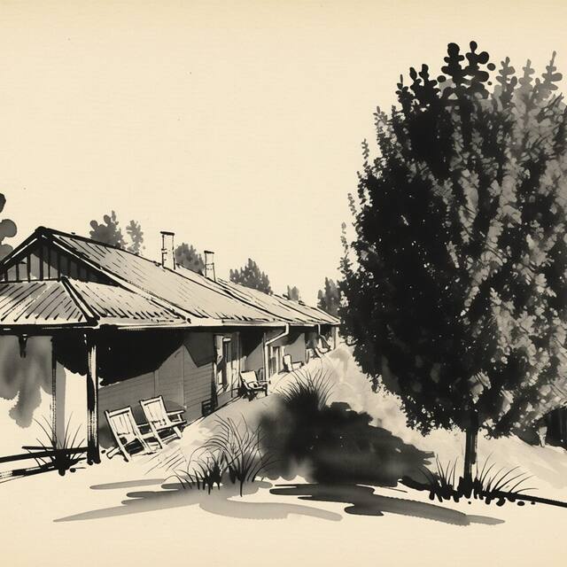 Ilustrační kresba: Hotel Kaskáda