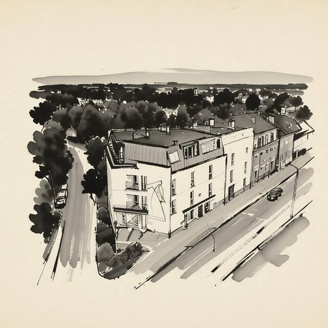 Ilustrační kresba: Hotel Troja