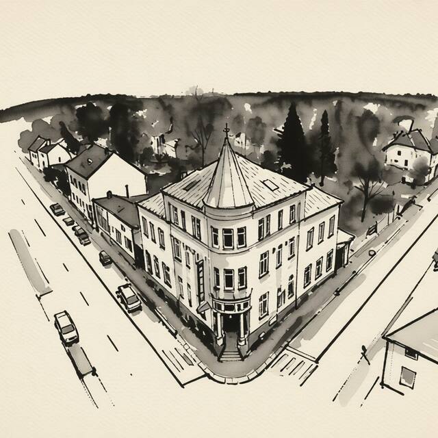Ilustrační kresba: Ubytovna Hotel Praha Slaný