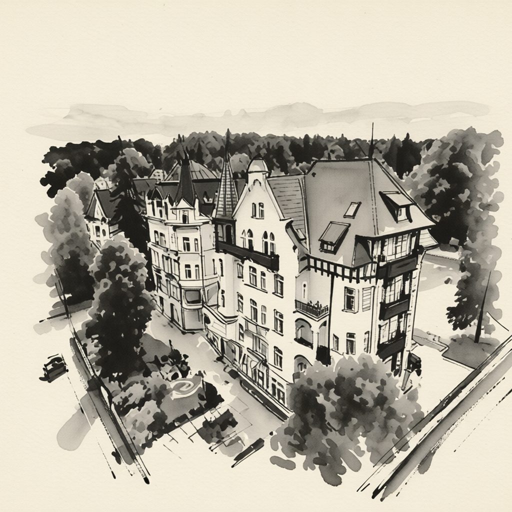 Ilustrační kresba: Hotel Villa Smetana