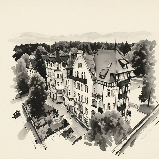 Ilustrační kresba: Hotel Villa Smetana