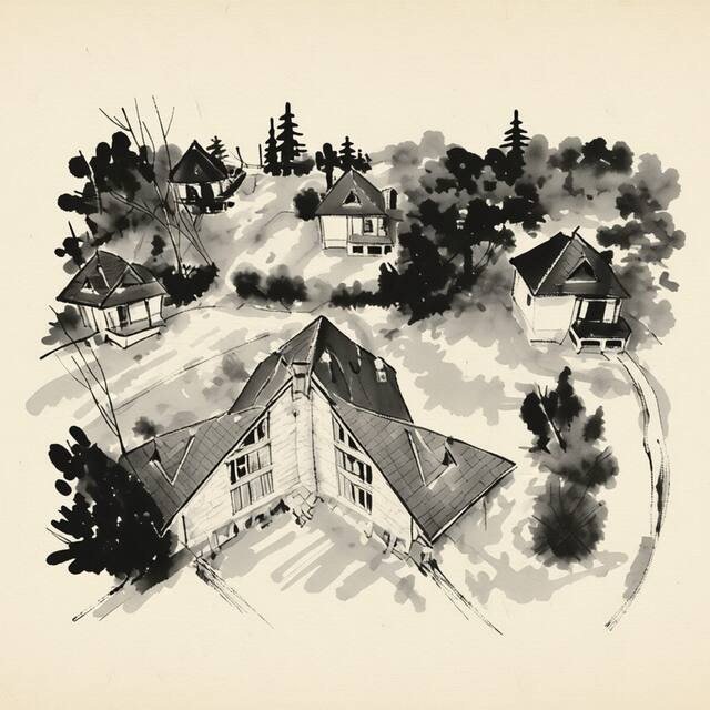 Ilustrační kresba: Hotel na Jezeře