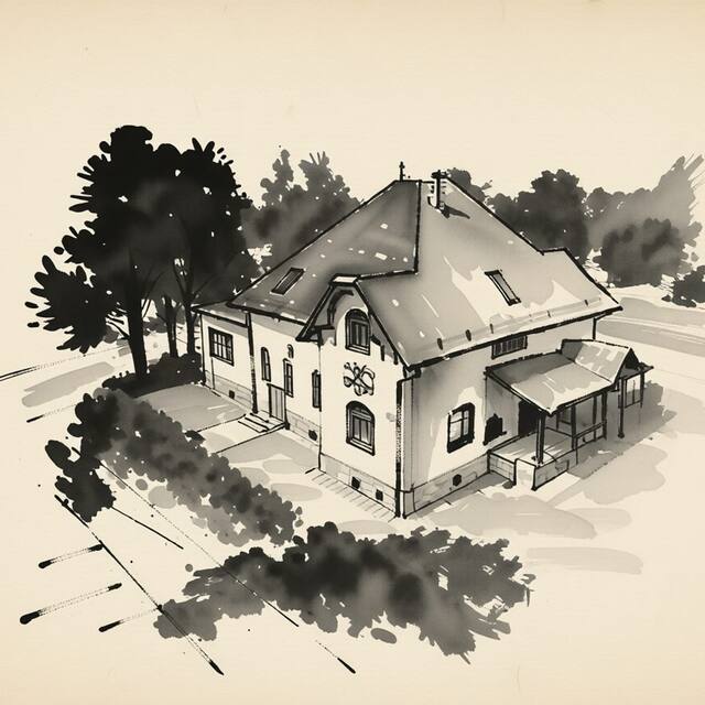 Ilustrační kresba: Penzion pod Špičákem