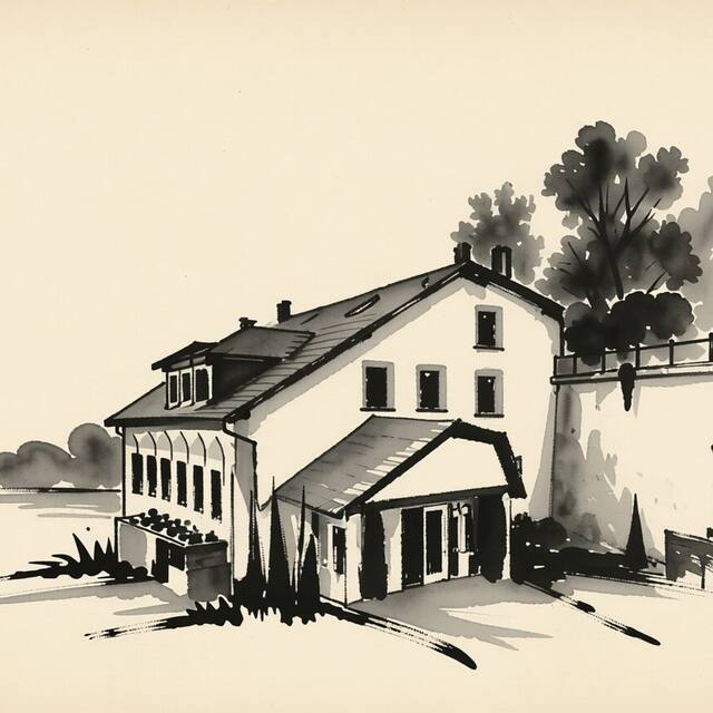Ilustrační kresba: Hotel Bouček