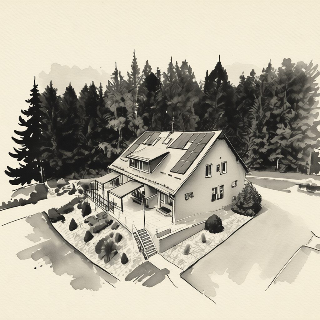 Ilustrační kresba: Apartmány Obora