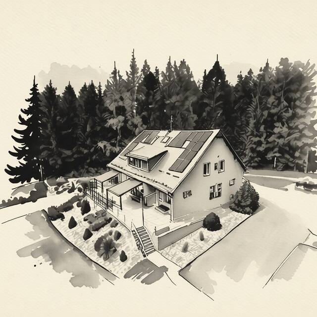 Ilustrační kresba: Apartmány Obora