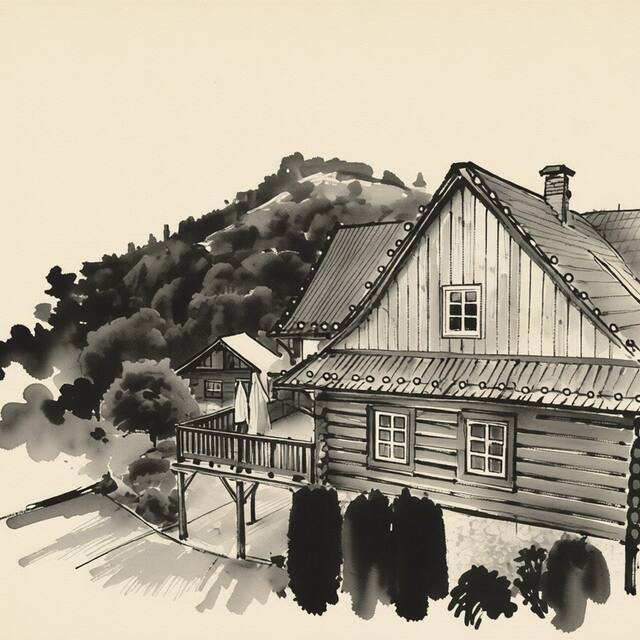 Ilustrační kresba: Hotel Roubenka