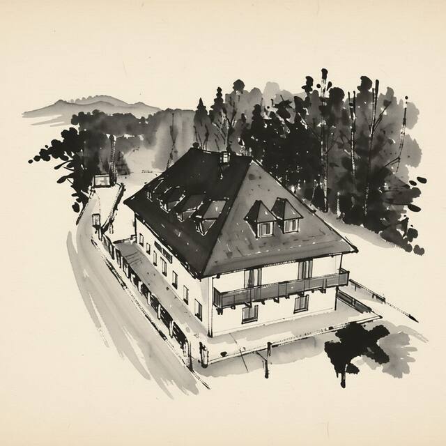 Ilustrační kresba: Hotel Singer