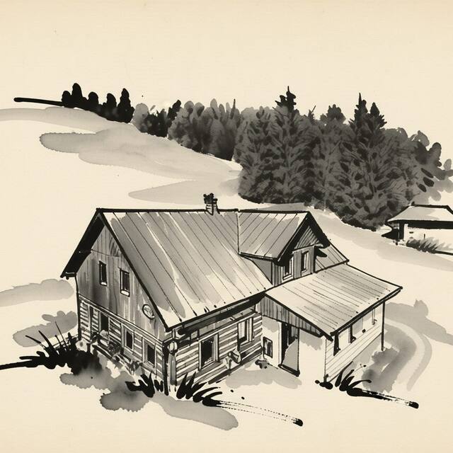 Ilustrační kresba: Chata Boubelka